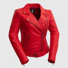 Adeline WBL1384 Fire Red Women's MC Style Leather Jacket Product