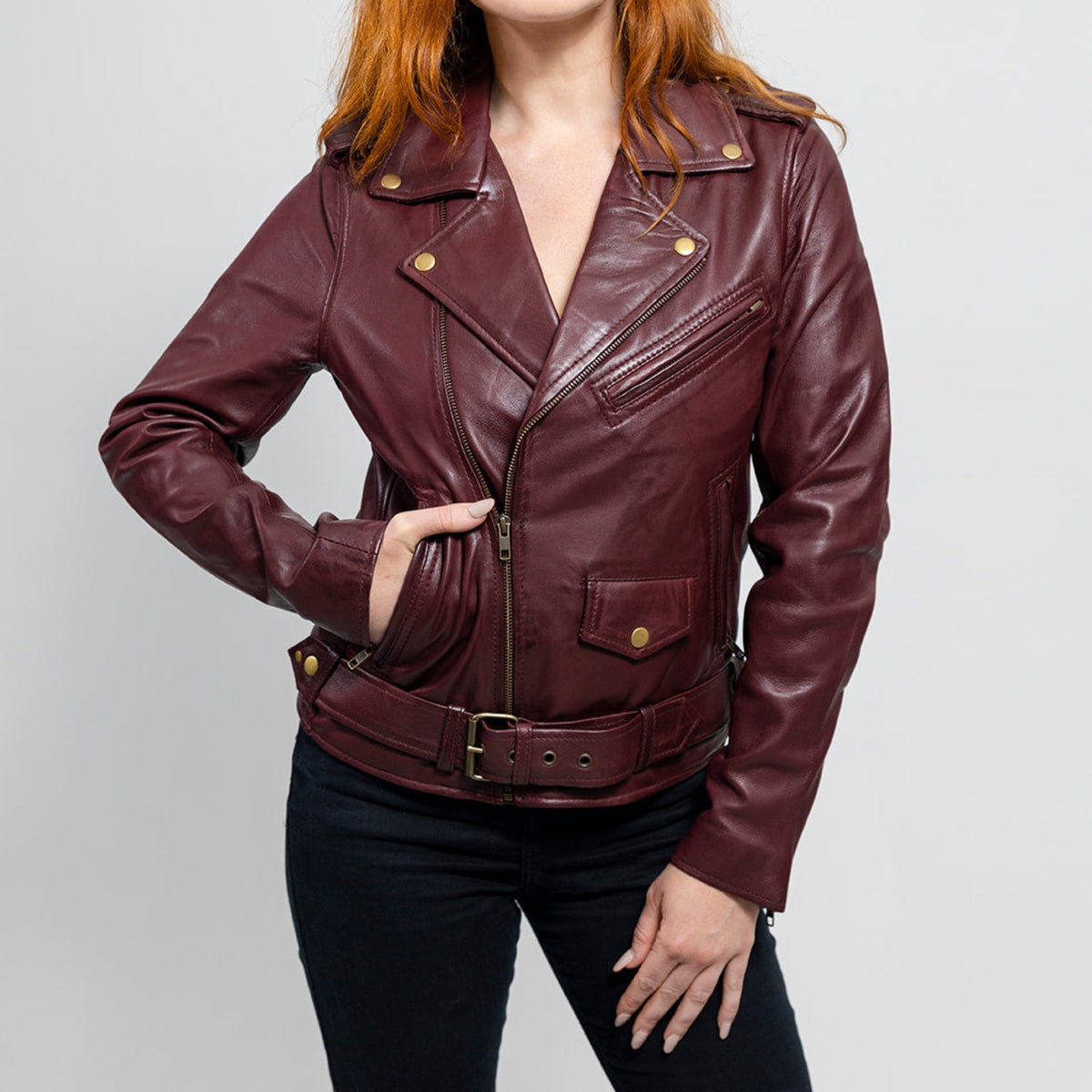 Rebel Womens Leather Jacket Oxblood