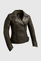 Queens Womens Fashion Leather Jacket Army Green Women's Fashion Moto Leather Jacket Whet Blu NYC