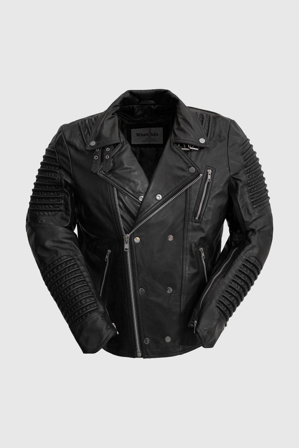 Brooklyn Mens Lambskin Leather Jacket Black Men's Motorcycle style Jacket Whet Blu NYC