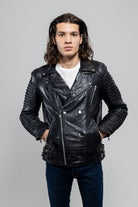 Brooklyn Mens Lambskin Leather Jacket Black Men's Motorcycle style Jacket Whet Blu NYC