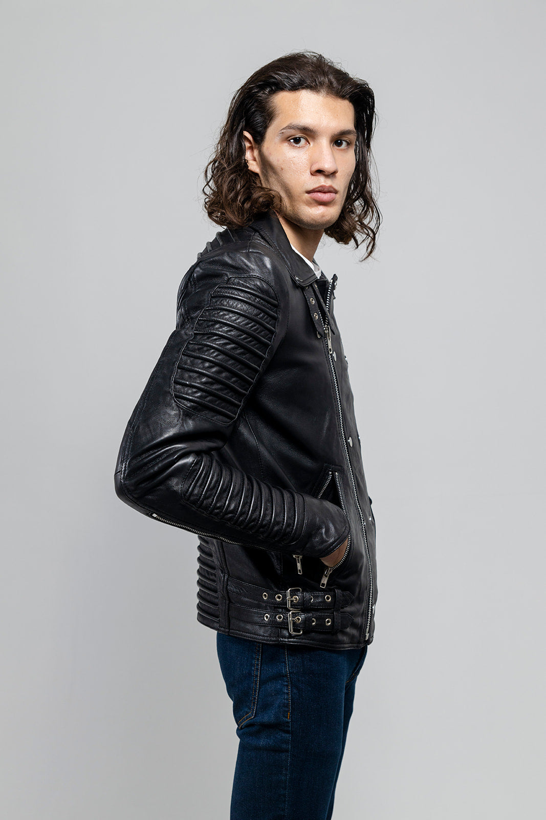 Brooklyn Mens Lambskin Leather Jacket Black Men's Motorcycle style Jacket Whet Blu NYC