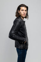 Brooklyn Mens Lambskin Leather Jacket Black Men's Motorcycle style Jacket Whet Blu NYC