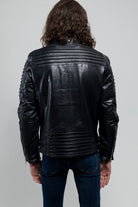 Brooklyn Mens Lambskin Leather Jacket Black Men's Motorcycle style Jacket Whet Blu NYC