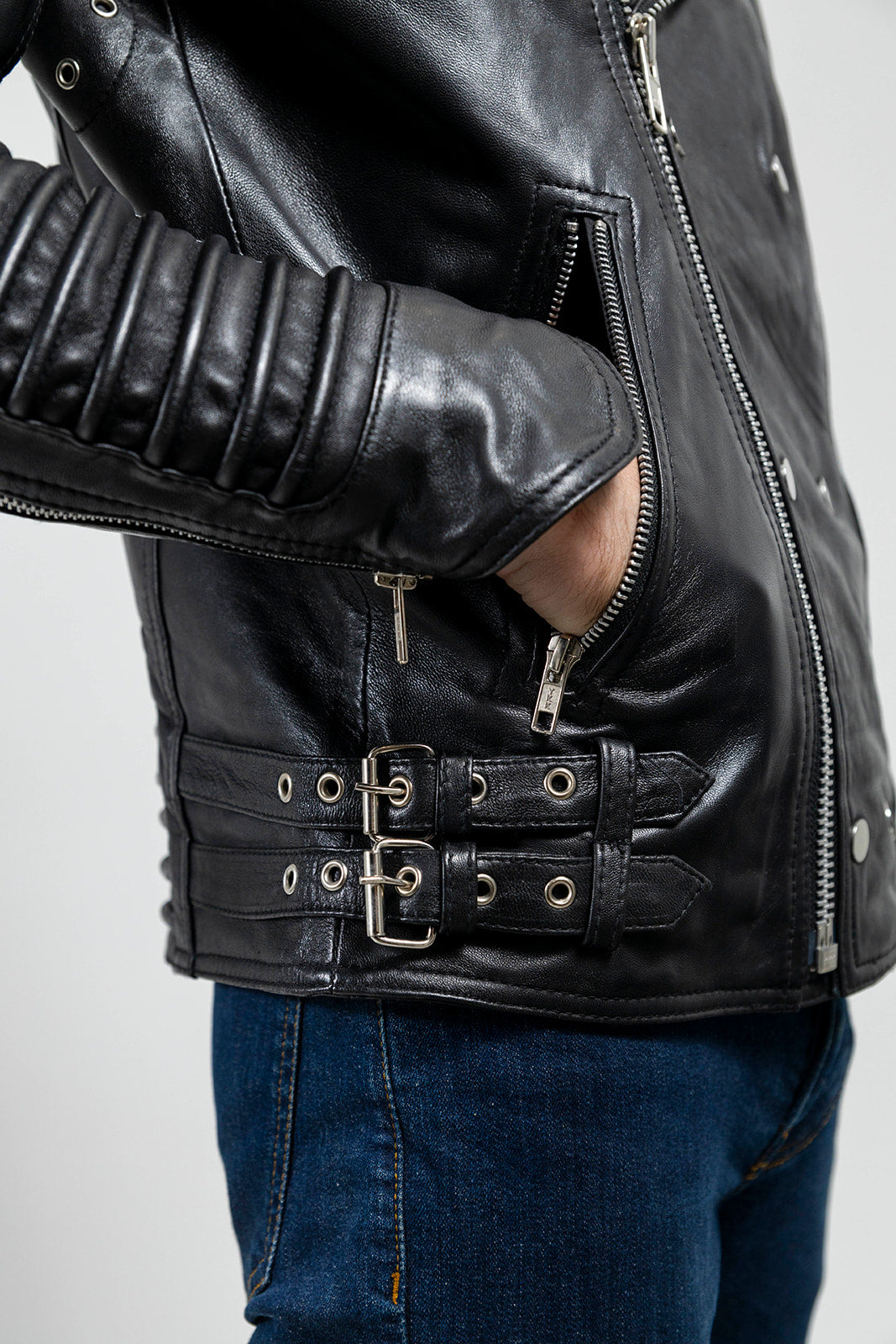 Brooklyn Mens Lambskin Leather Jacket Black Men's Motorcycle style Jacket Whet Blu NYC