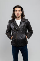 Brooklyn Mens Lambskin Leather Jacket Black Cognac Men's Motorcycle style Jacket Whet Blu NYC