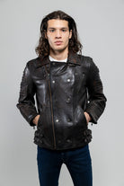 Brooklyn Mens Lambskin Leather Jacket Black Cognac Men's Motorcycle style Jacket Whet Blu NYC