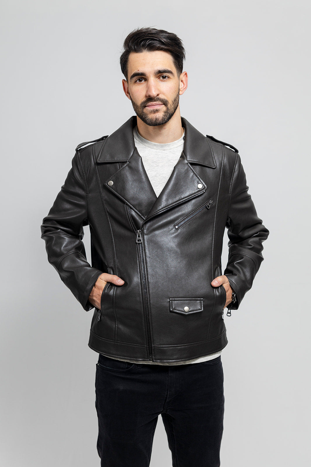 Nash Men's Vegan Faux Leather Jacket (Olive) Olive Men's Vegan Faux Leather jacket Whet Blu NYC