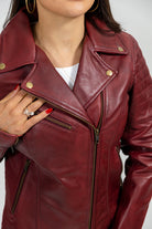 Princess Womens Moto Leather Jacket Oxblood Women's Fashion Moto Leather Jacket Whet Blu NYC