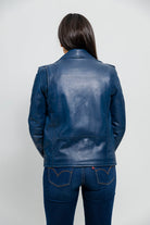 Rockstar - Womens Leather Jacket - Blue Women's Fashion Moto Leather Jacket Whet Blu NYC