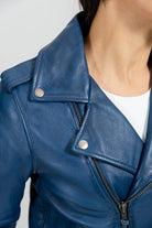 Rockstar - Womens Leather Jacket - Blue Women's Fashion Moto Leather Jacket Whet Blu NYC