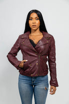 Queens Womens Leather Jacket Oxblood Women's Fashion Moto Leather Jacket Whet Blu NYC