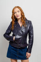 Chloe Womens Fashion Leather Jacket Violet Women's Leather Jacket Whet Blu NYC