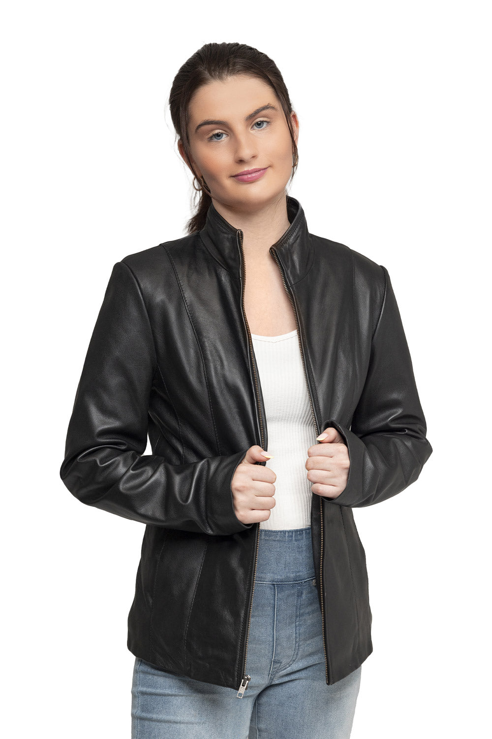 Francine Womens Fashion Leather Jacket Whet Blu NYC