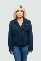 Molly Women's Vegan Faux Leather Jacket (Navy Blue) Navy Blue Women's Vegan Faux Leather Jacket Whet Blu NYC