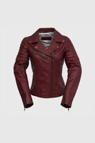 Princess Womens Moto Leather Jacket Oxblood Women's Fashion Moto Leather Jacket Whet Blu NYC
