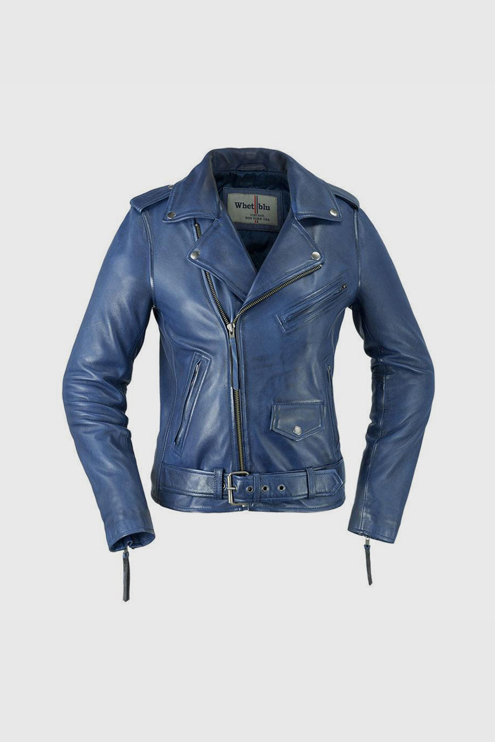 Rockstar - Womens Leather Jacket - Blue Women's Fashion Moto Leather Jacket Whet Blu NYC