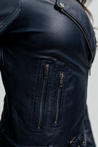 Chloe womens Fashion Leather Jacket Navy Blue Women's Leather Jacket Whet Blu NYC