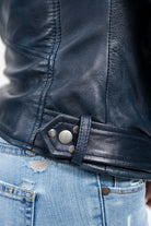 Chloe womens Fashion Leather Jacket Navy Blue Women's Leather Jacket Whet Blu NYC