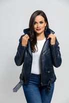 Rebel Womens Fashion Leather Jacket Navy Blue Women's Leather Jacket Whet Blu NYC