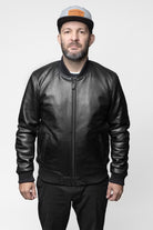 Dravis Mens Leather Bomber Jacket Men's New Zealand Lambskin Jacket Whet Blu NYC