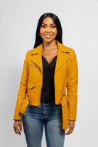 Remy - Women's Vegan Faux Leather Jacket (Mustard) Women's Vegan Faux Leather Jacket Whet Blu NYC