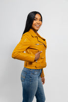 Remy - Women's Vegan Faux Leather Jacket (Mustard) Women's Vegan Faux Leather Jacket Whet Blu NYC