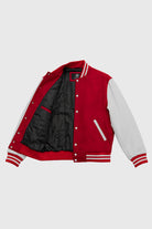 Varsity BURGUNDY/WHITE Sleeves Men's Varsity Bomber Jacker Whet Blu NYC