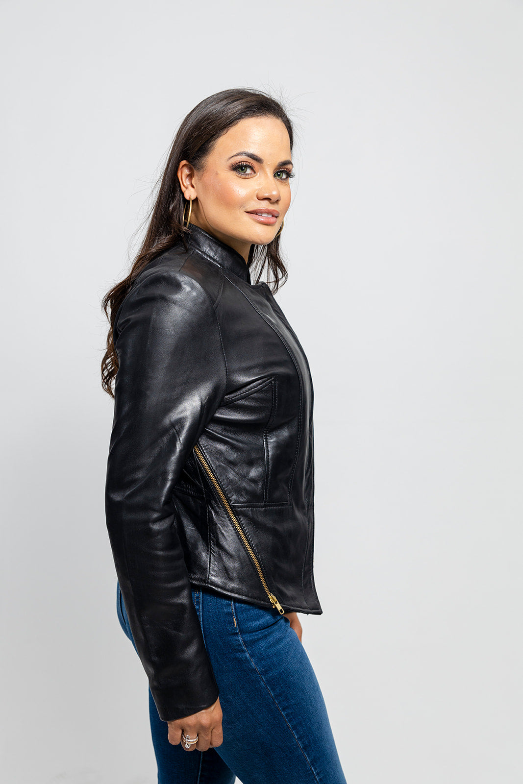 女性情報誌 LEATHER JACKET kiki Zoey Womens Fashion Leather Jacket